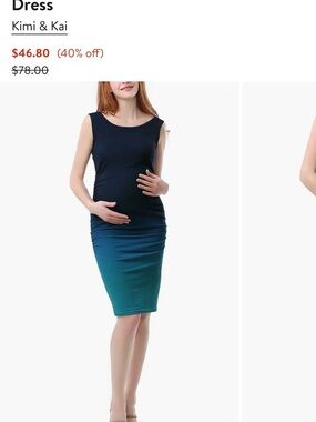 Kimi and Kai Navy and Teal Ombre Maternity Dress